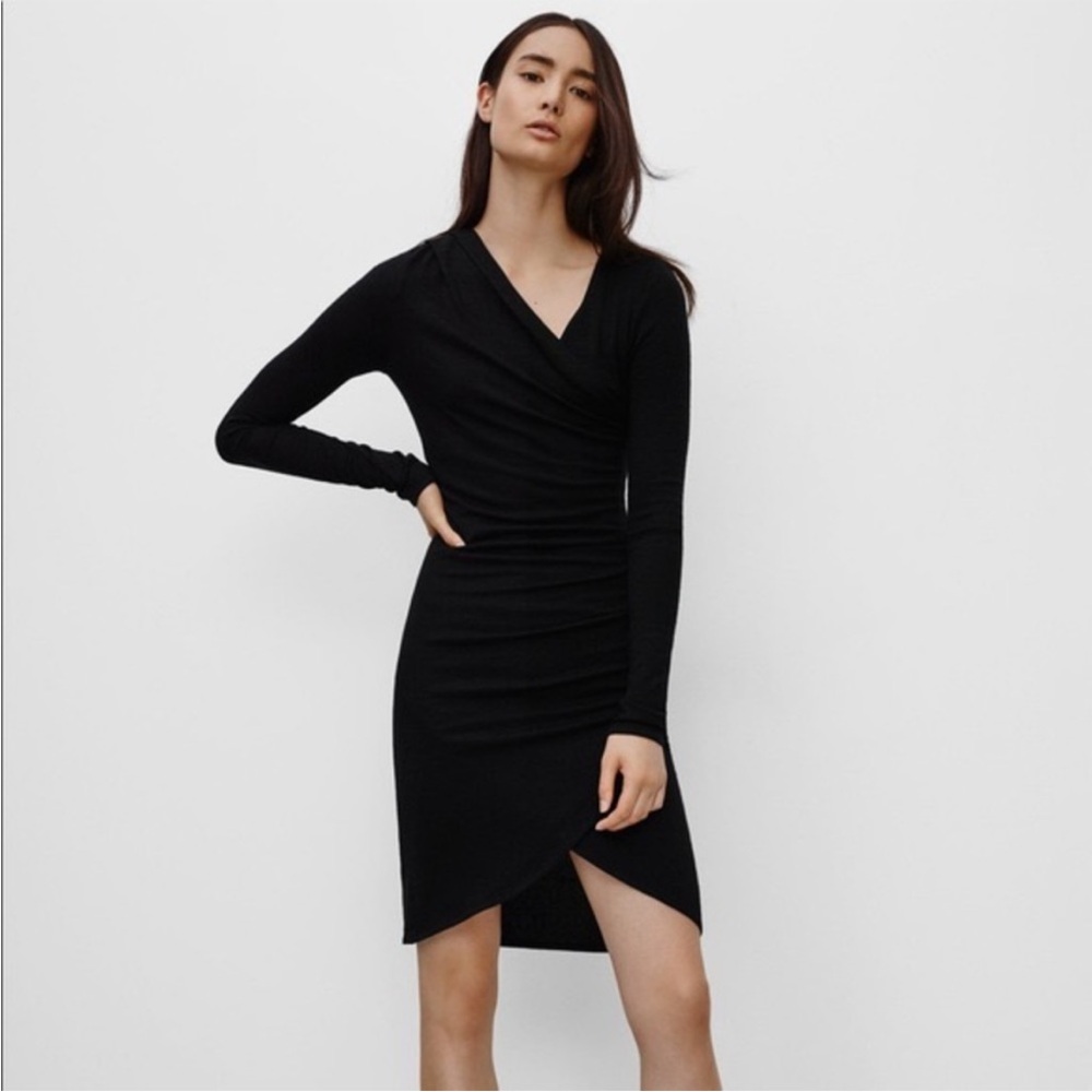 Aritzia Wilfred Free Klum Faux Wrap Dress Black